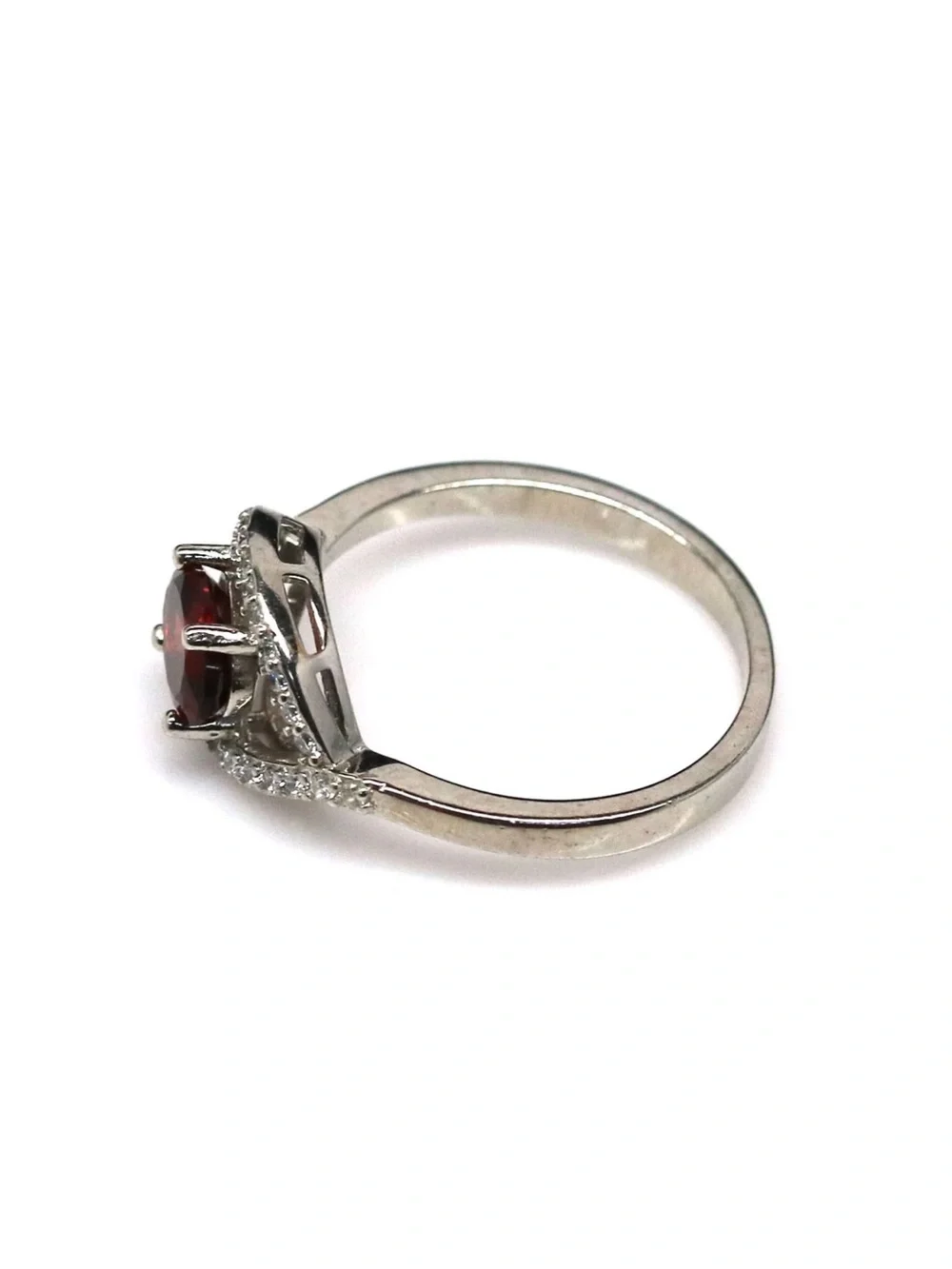 Stunning .90CT Red Garnet Zircon Teardrop Halo 925 Sterling Silver Ring Sz 6